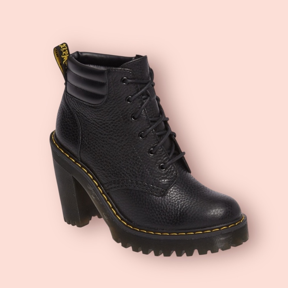 DR MARTENS Persephone 6 Eye Padded Collar Lace Up Heeled Ankle Boots